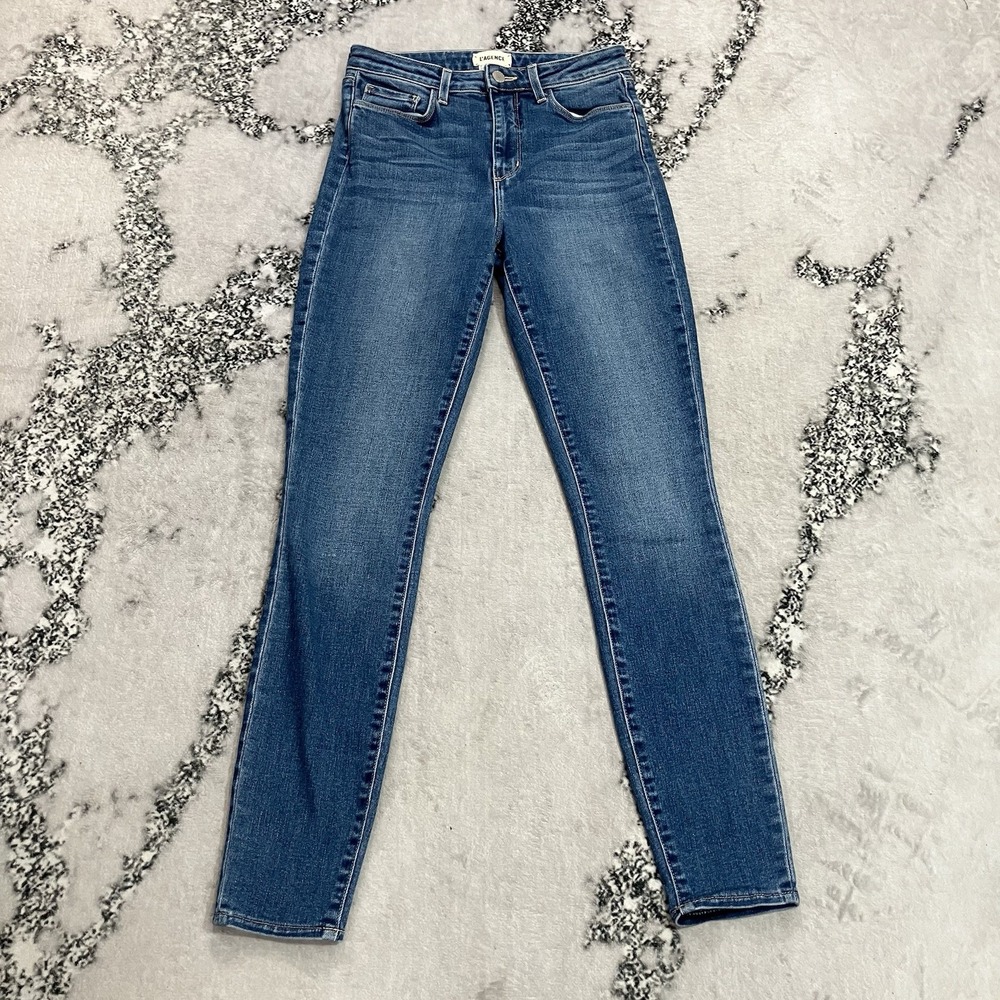 L'AGENCE Marguerite High Rise Skinny Jeans Blue Stretch Denim Womens Size 26